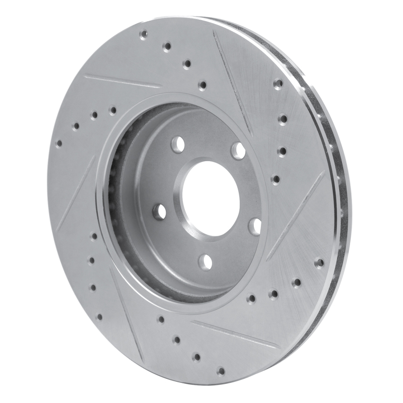 Ford Mondeo Brake Rotor (1) - Front Left - R1 Concepts - Drilled & Slotted - Silver - `01-`08